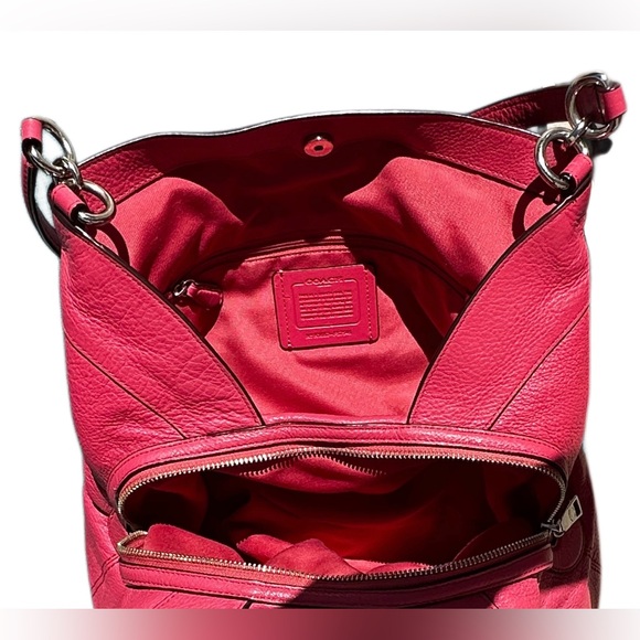 COACH LEXY Pink Oxblood Pebbled Leather Shoulder Tote Like Butter Soft 14x11x5D - Picture 16 of 16